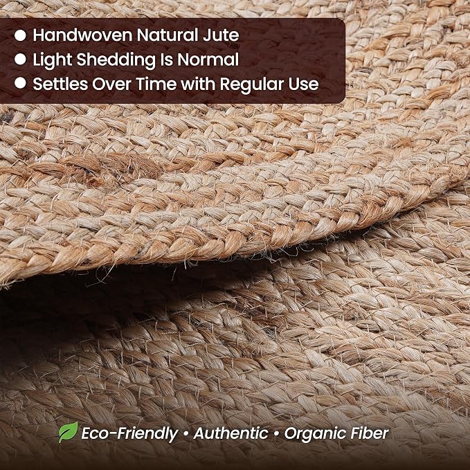 Craft Trade 6x9 Ft Large Oval Jute Rug - Natural Braided & Reversible Area Rug - Eco-Friendly Handwoven Natural Fiber Carpet for Home Interior Decor