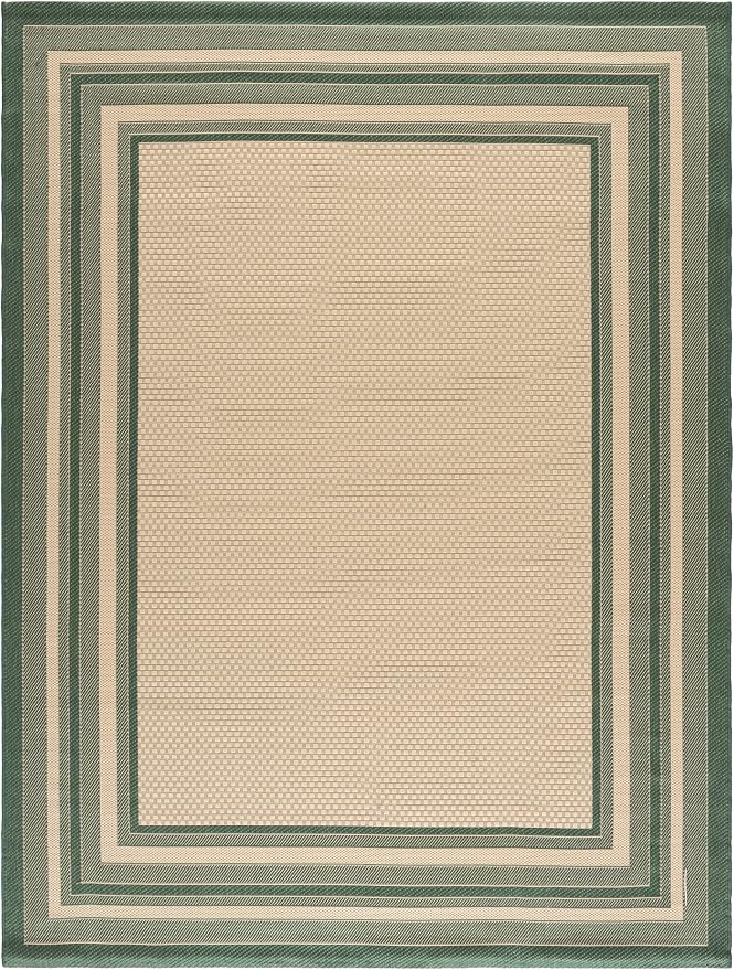 SAFAVIEH Courtyard Area Rug 9x12, Large Beige & Dark Green CY8475-32212