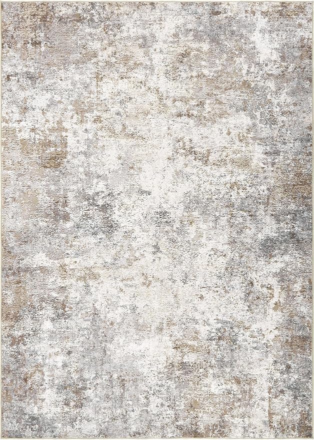 5x7 Area Rug Living Room Rugs - Washable Neutral Modern Abstract Soft Thin Large Rug Indoor Floor No Slip Rug Carpet for Bedroom Under Dining Table Home Office Decor - Brown Grey