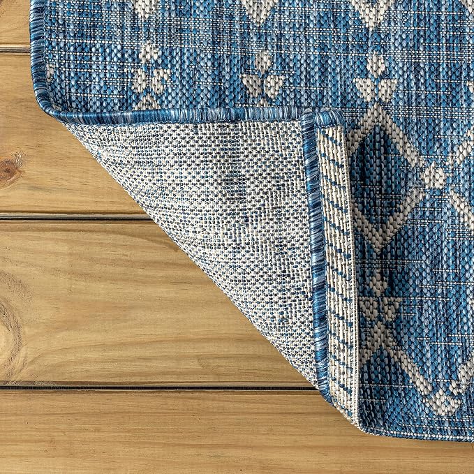JONATHAN Y Moroccan Geometric Indoor Outdoor Area Rug 9X12 Navy/Light Gray, Ourika Textured Weave for Backyard, Patio, Porch, Easy-Cleaning, High Traffic, Pet-Friendly, Non-Shedding (SMB108B-9)