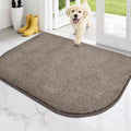PURRUGS Dirt Trapping Door Mat Half Round 32" x 47", Non-Slip Machine Washable Entry Rug, Entrance Mat, Indoor Front Door Mat, Super Absorbent Entryway Rug for Muddy Shoes & Paws, Heathered Beige