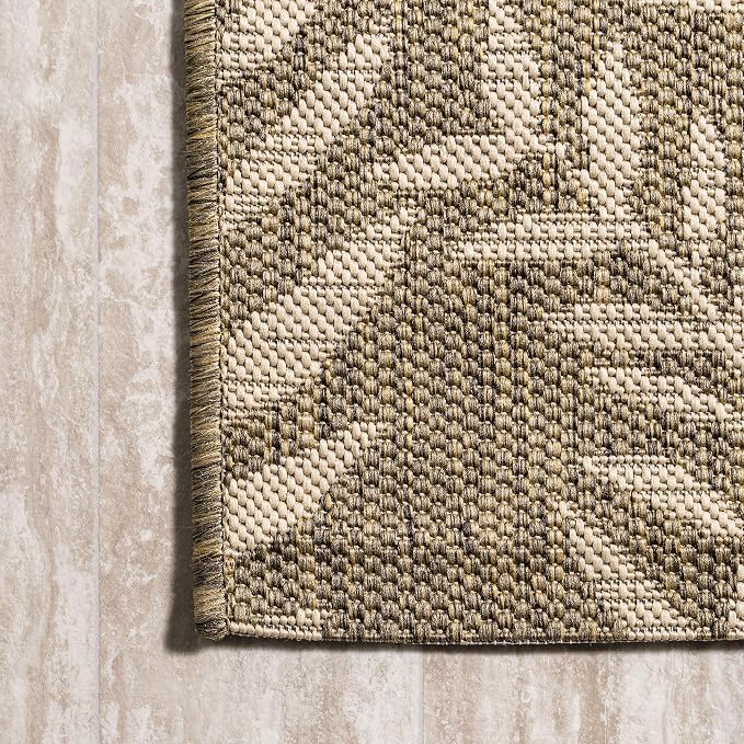 JONATHAN Y Palm Frond Indoor Outdoor Runner Rug 2X10 Brown/Beige, Nevis for Backyard, Patio, Porch, Easy-Cleaning, High Traffic, Pet-Friendly, Non-Shedding (SMB119A-210)