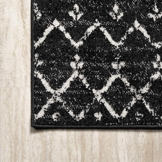JONATHAN Y Boho Vintage Diamond Black/Ivory Runner Rug 2X10 ft, Moroccan Hype for Living Room, Bedroom, Kitchen, Office, Easy-Cleaning, High Traffic, Pet-Friendly, Non-Shedding (MOH101D-210)