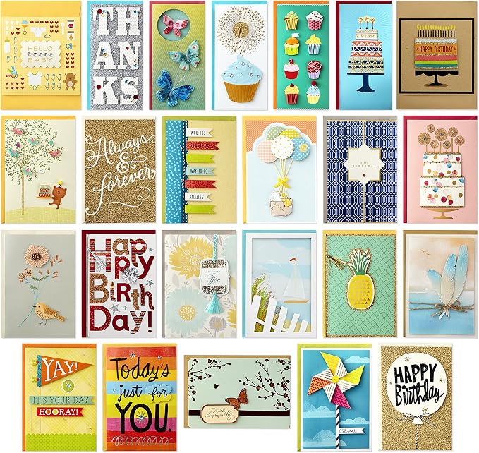 Hallmark All Occasion Handmade Boxed Set of Assorted Greeting Cards (Pack of 24) Assorted Birthday Greeting (12 Cards and Envelopes)