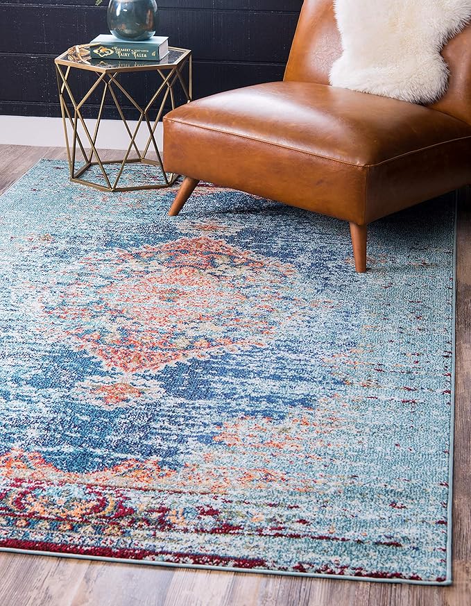 Unique Loom Outdoor Solid Collection Area Rug (9' x 12' 2" Rectangle Rust Red/Beige)