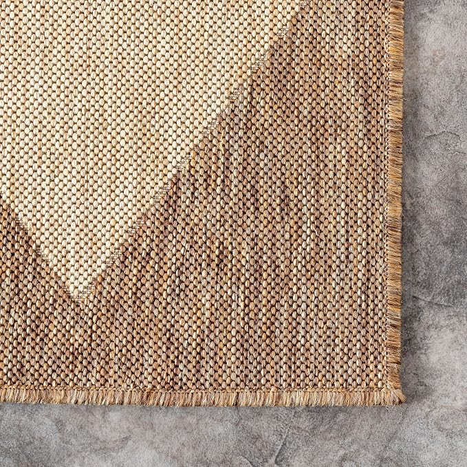 Nuloom Outdoor Performance Collection Sabina Brown/Ivory, 8' Square, Soft and Cozy, High Traffic, Stain Resistant, Easy Clean, Durable Area Rug for Indoor/Outdoor Patio, Deck, Porch, Garden, Courtyard