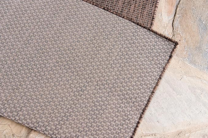 Unique Loom Collection Casual Transitional Solid Heathered Indoor/Outdoor Flatweave Area Rug (4' 1" x 6' 1" Rectangle, Light Brown/Ivory)
