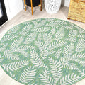 JONATHAN Y Palm Frond Indoor Outdoor Round Area Rug 5 Ft Cream/Green, Nevis for Backyard, Patio, Porch, Easy-Cleaning, High Traffic, Pet-Friendly, Non-Shedding (SMB119G-5R)