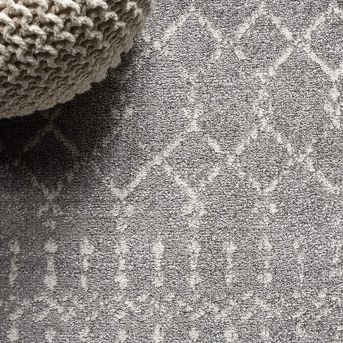 JONATHAN Y Boho Vintage Diamond Gray/Ivory Indoor Area Rug 5X8 ft, Moroccan Hype for Living Room, Bedroom, Kitchen, Office, Easy-Cleaning, High Traffic, Pet-Friendly, Non-Shedding (MOH101C-5)