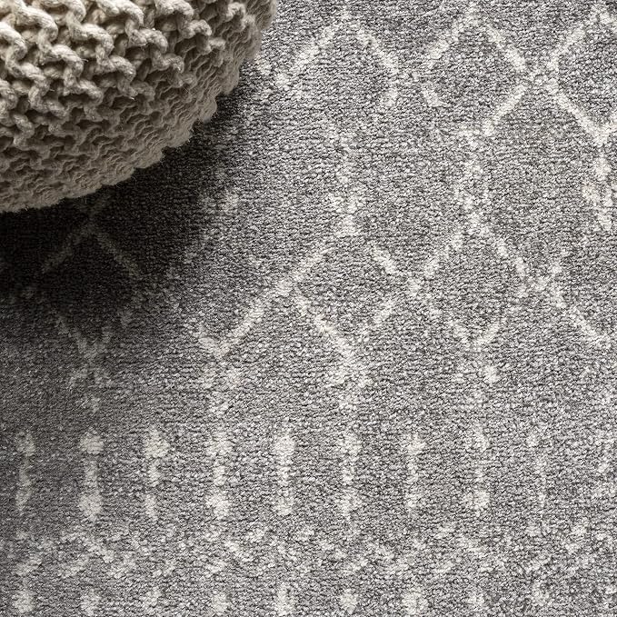 JONATHAN Y Boho Vintage Diamond Gray/Ivory Square Area Rug 9X9 ft, Moroccan Hype for Living Room, Bedroom, Kitchen, Office, Easy-Cleaning, High Traffic, Pet-Friendly, Non-Shedding (MOH101C-9SQ)