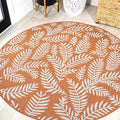 JONATHAN Y Palm Frond Indoor Outdoor Round Area Rug 5 Ft Orange/Cream, Nevis for Backyard, Patio, Porch, Easy-Cleaning, High Traffic, Pet-Friendly, Non-Shedding (SMB119E-5R)